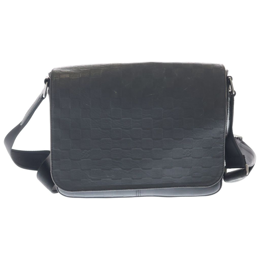 Louis Vuitton Damier Infini PM Shoulder Bag Black Leather Silver