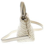 Gucci GG Marmont Small 2-Way Shoulder Bag White Leather Gold — view 3