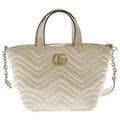 Gucci GG Marmont Small 2-Way Shoulder Bag White Leather Gold