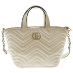 Gucci GG Marmont Small 2-Way Shoulder Bag White Leather Gold