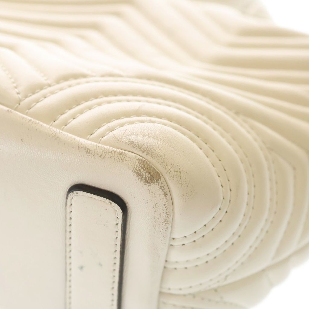 Gucci GG Marmont Small 2-Way Shoulder Bag White Leather Gold — view 8