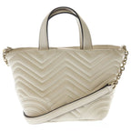 Gucci GG Marmont Small 2-Way Shoulder Bag White Leather Gold — view 2