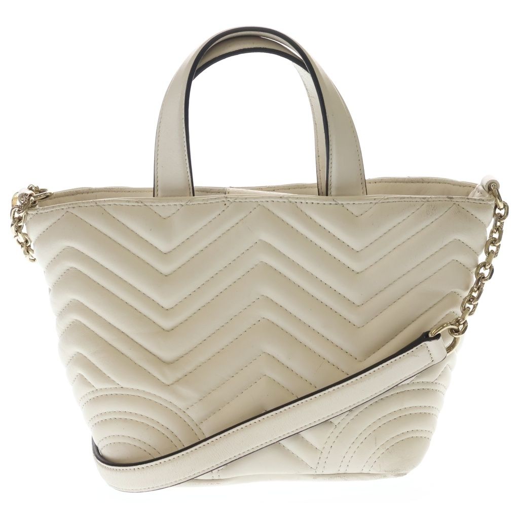 Gucci GG Marmont Small 2-Way Shoulder Bag White Leather Gold — view 2