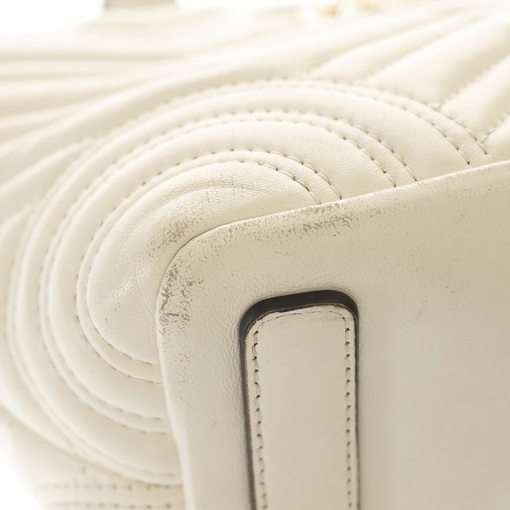 Gucci GG Marmont Small 2-Way Shoulder Bag White Leather Gold — view 7