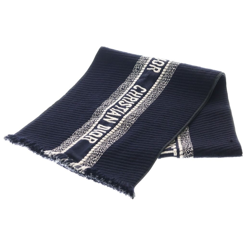 Dior Logo Oblique Big Scarf Navy Silk Blend