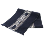 Dior Logo Oblique Big Scarf Navy Silk Blend