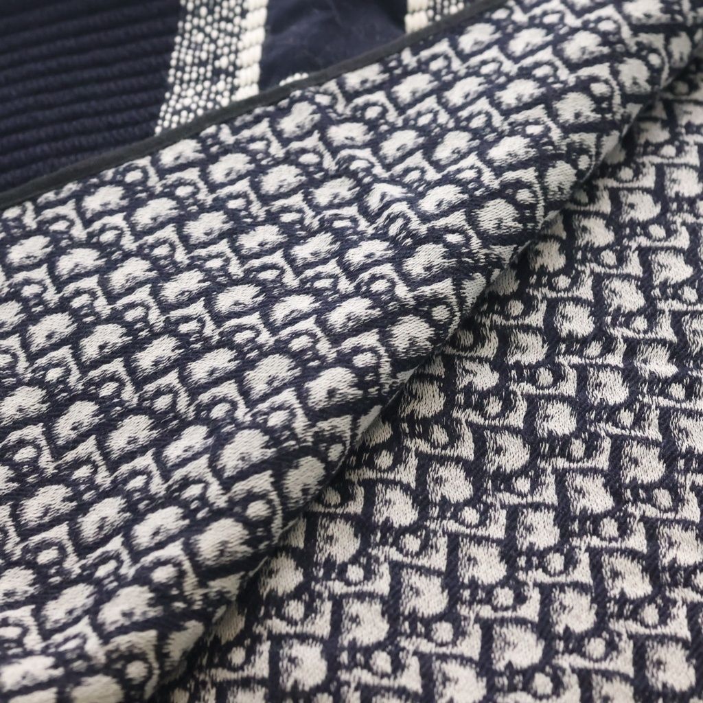 Dior Logo Oblique Big Scarf Navy Silk Blend — view 5