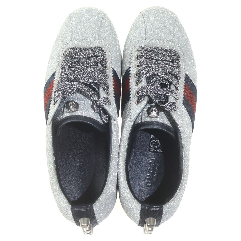 Gucci Sherry Line Glitter Studded Low Cut Sneakers Gray — view 4