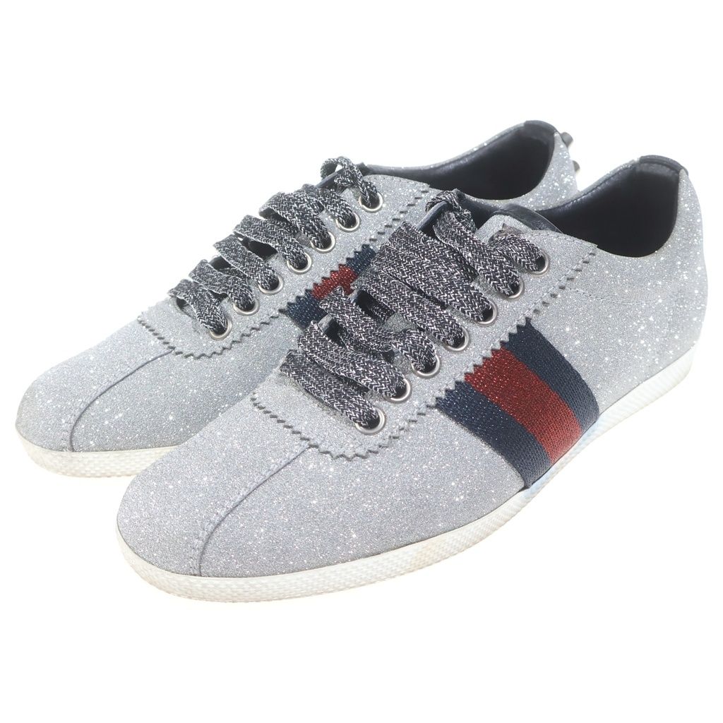 Gucci Sherry Line Glitter Studded Low Cut Sneakers Gray — view 2