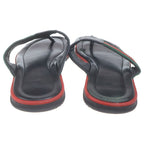 Gucci Guccissima Sherry Web Line Flat Leather Sandals Shoes Black — view 3