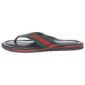 Gucci Guccissima Sherry Web Line Flat Leather Sandals Shoes Black