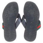 Gucci Guccissima Sherry Web Line Flat Leather Sandals Shoes Black — view 5