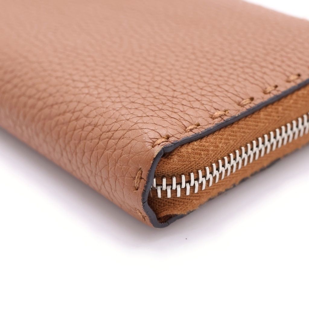 Fendi Selleria Leather Zip Around Wallet Brown — view 5