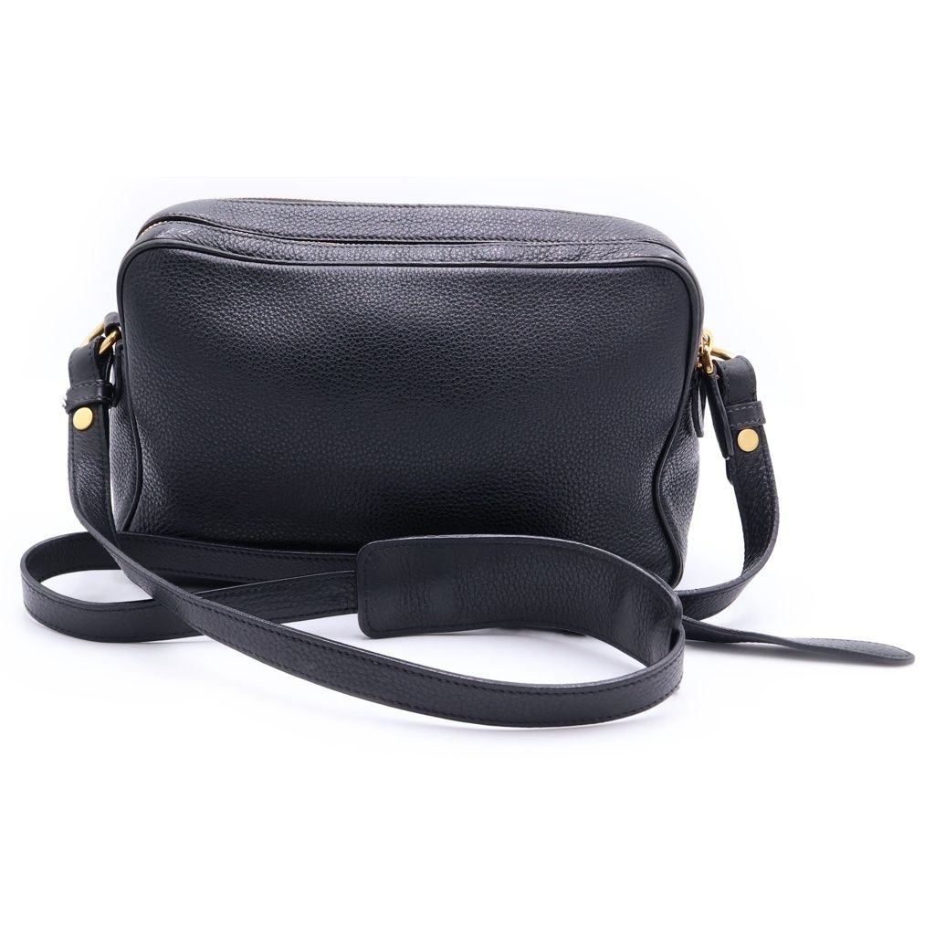 Prada Vitello Phoenix Shoulder Bag Black Leather Gold — view 2