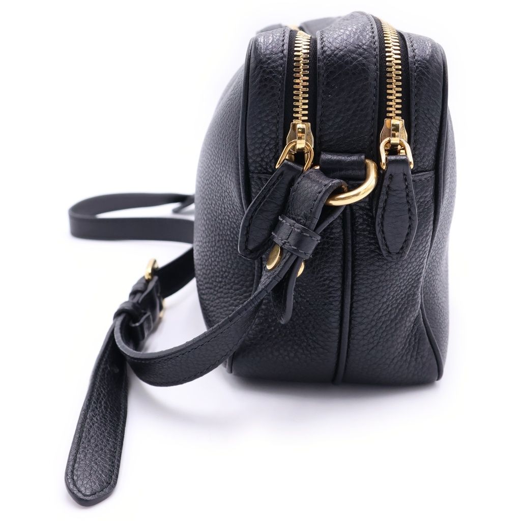 Prada Vitello Phoenix Shoulder Bag Black Leather Gold — view 3