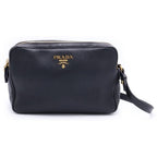 Prada Vitello Phoenix Shoulder Bag Black Leather Gold