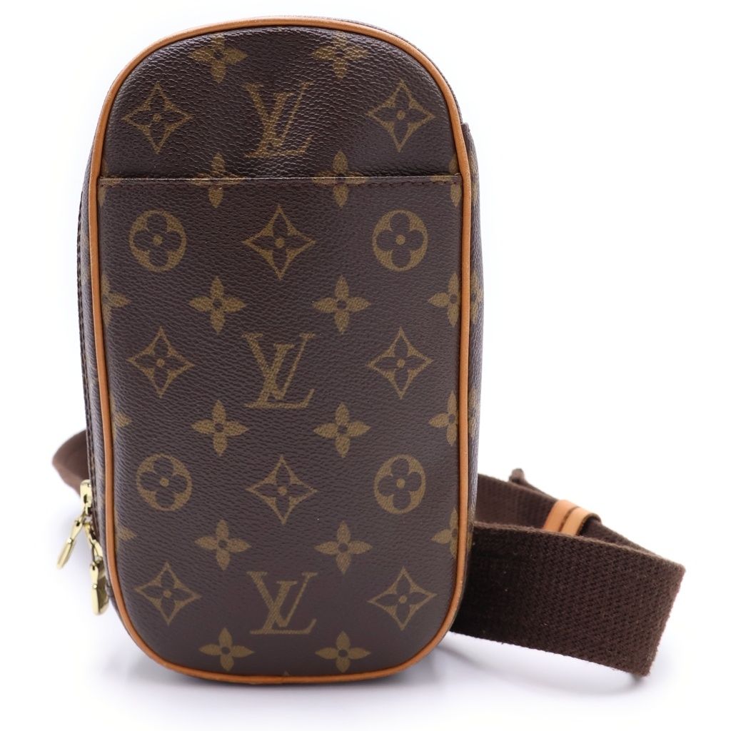 Louis Vuitton Pochette Gange Monogram Leather Shoulder Bag Brown