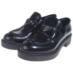 Prada Chocolate Leather Heels Loafers Shoes Black — view 2