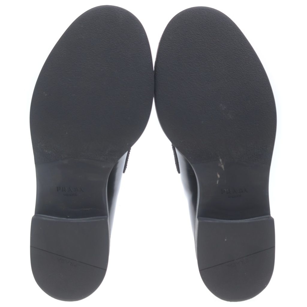Prada Chocolate Leather Heels Loafers Shoes Black — view 5
