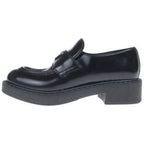Prada Chocolate Leather Heels Loafers Shoes Black