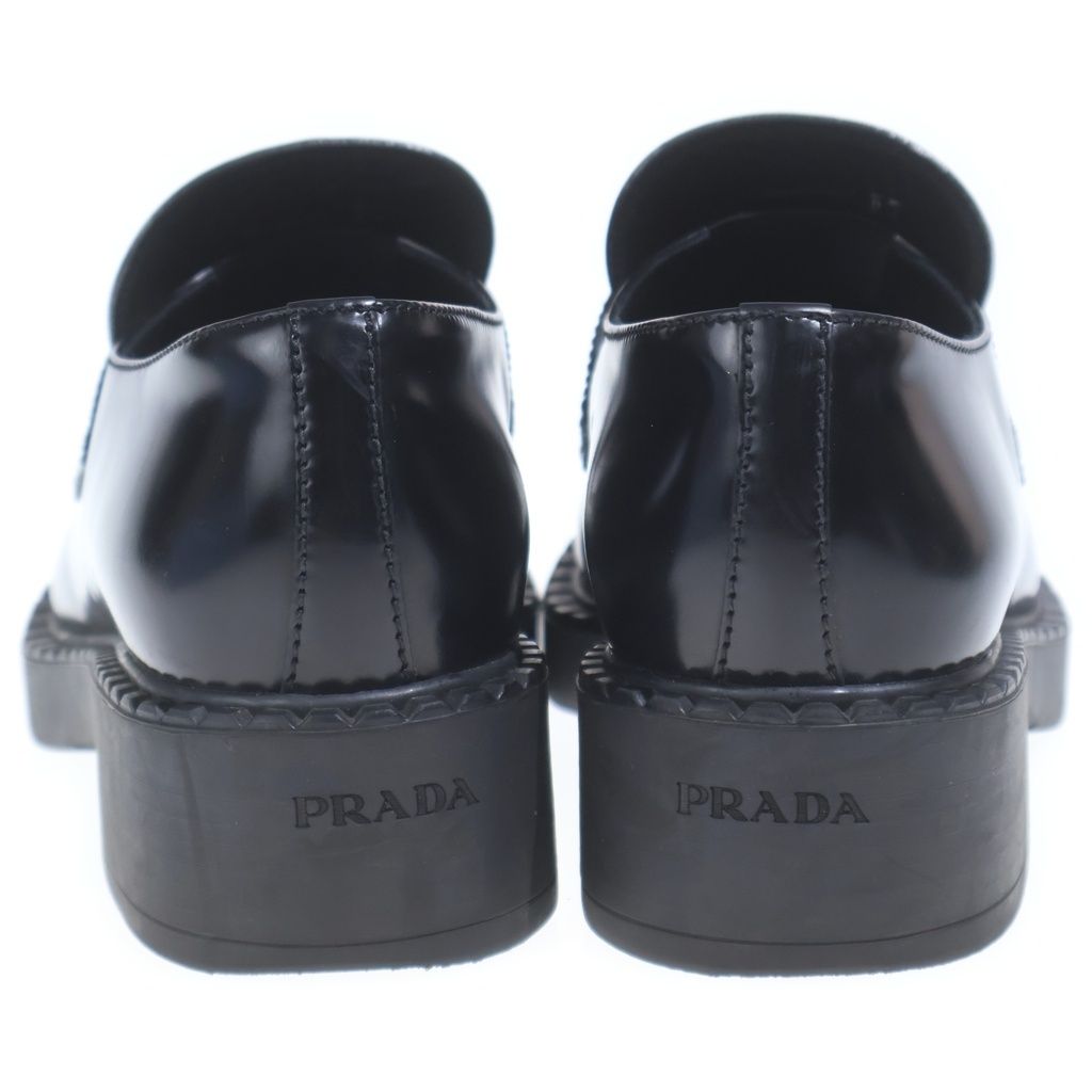 Prada Chocolate Leather Heels Loafers Shoes Black — view 3