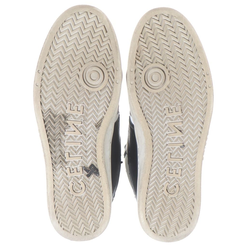 Celine Trainer Leather High Cut Sneakers Black White — view 5