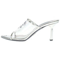 Prada Open Toe Heels Mules Clear Silver