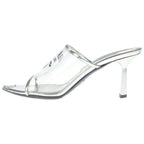 Prada Open Toe Heels Mules Clear Silver