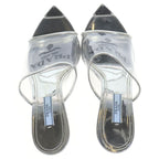 Prada Open Toe Heels Mules Clear Silver — view 4