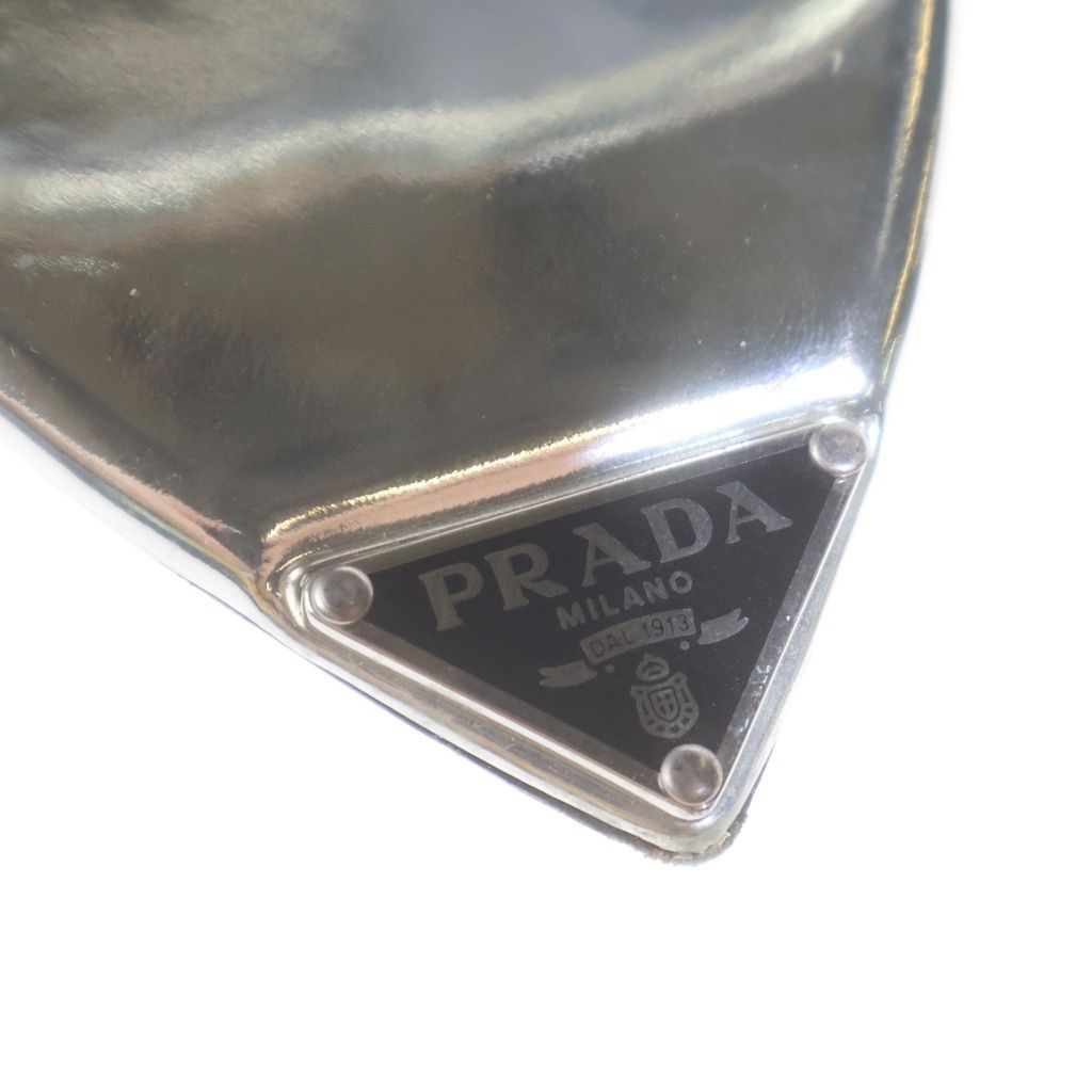Prada Open Toe Heels Mules Clear Silver — view 6