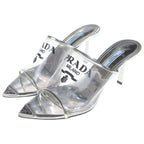 Prada Open Toe Heels Mules Clear Silver — view 2
