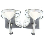 Prada Open Toe Heels Mules Clear Silver — view 3