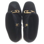 Prada Side Zip Suede Short Boots Black — view 4