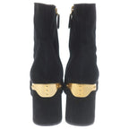 Prada Side Zip Suede Short Boots Black — view 3
