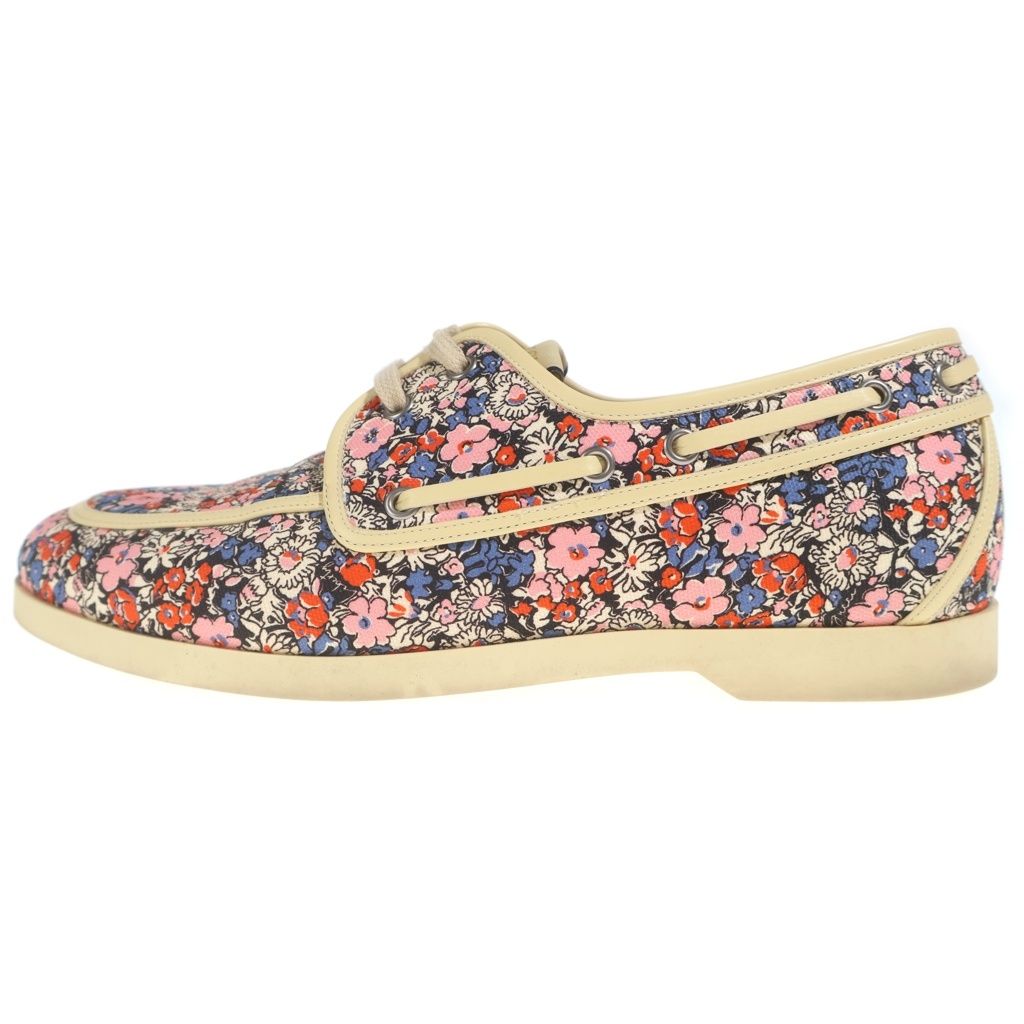 Gucci Flower Canvas Allover Print Deck Low Cut Shoes Beige Pink