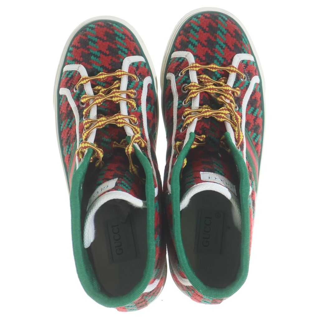 Gucci Tennis Interlocking High Cut Sneakers Red Green — view 4