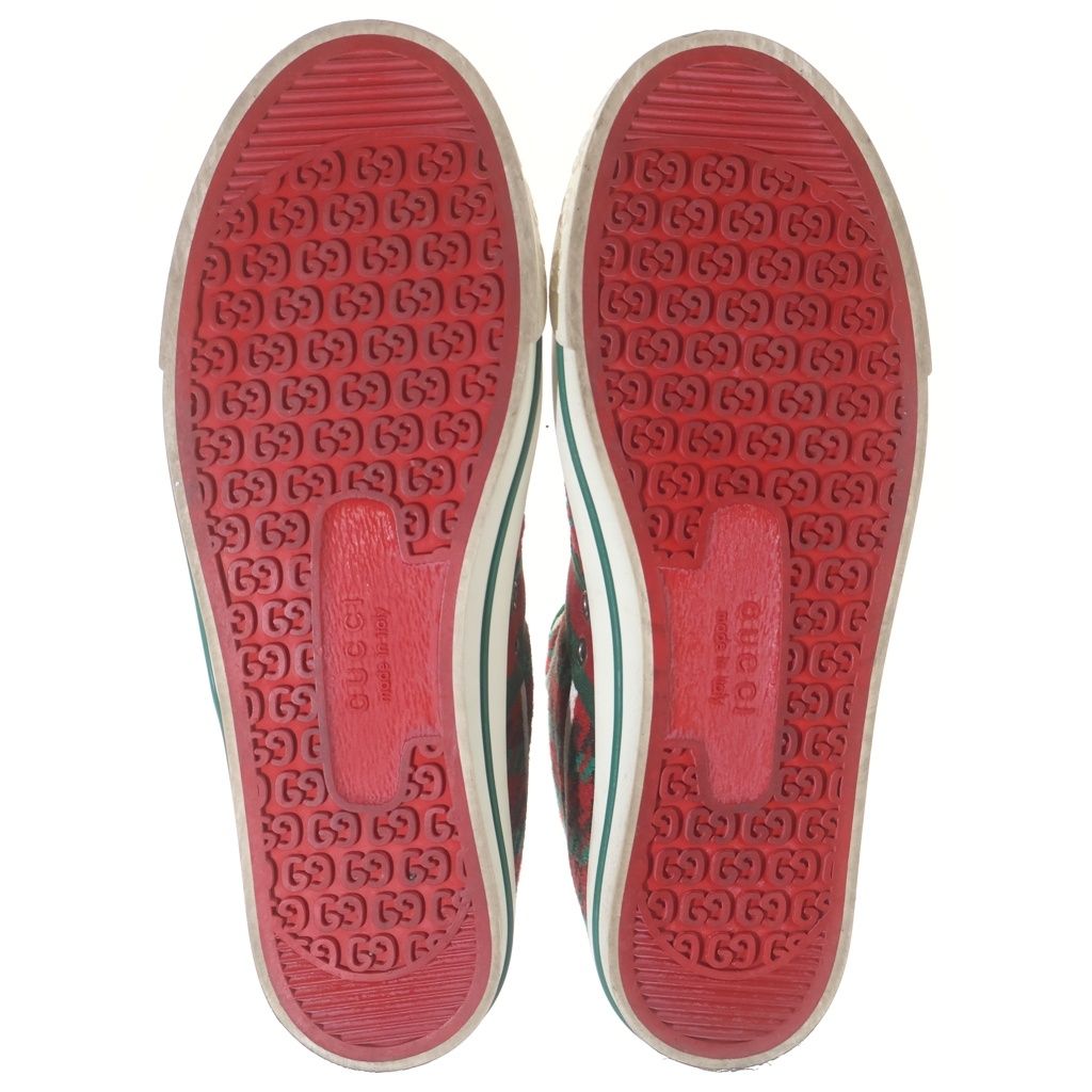 Gucci Tennis Interlocking High Cut Sneakers Red Green — view 5