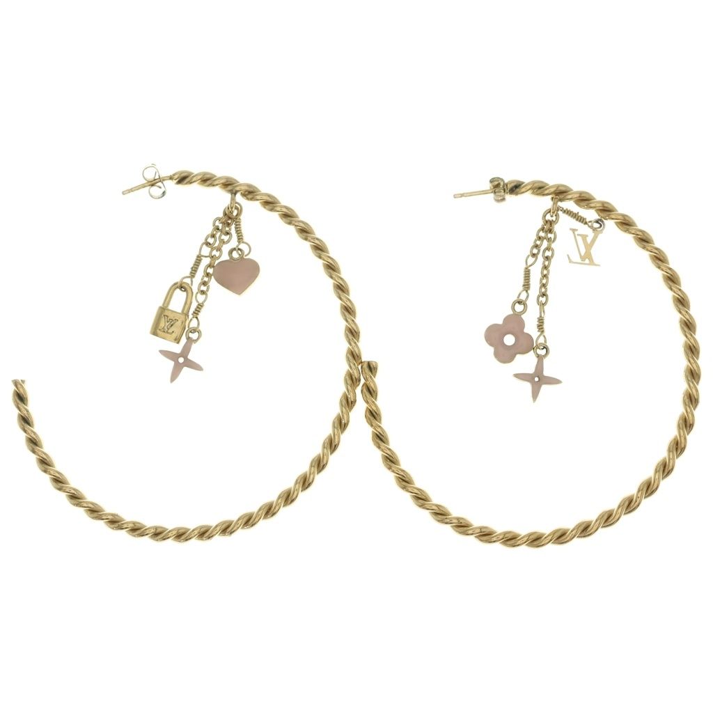 Louis Vuitton Cles All Sweet Monogram Earrings Gold — view 2