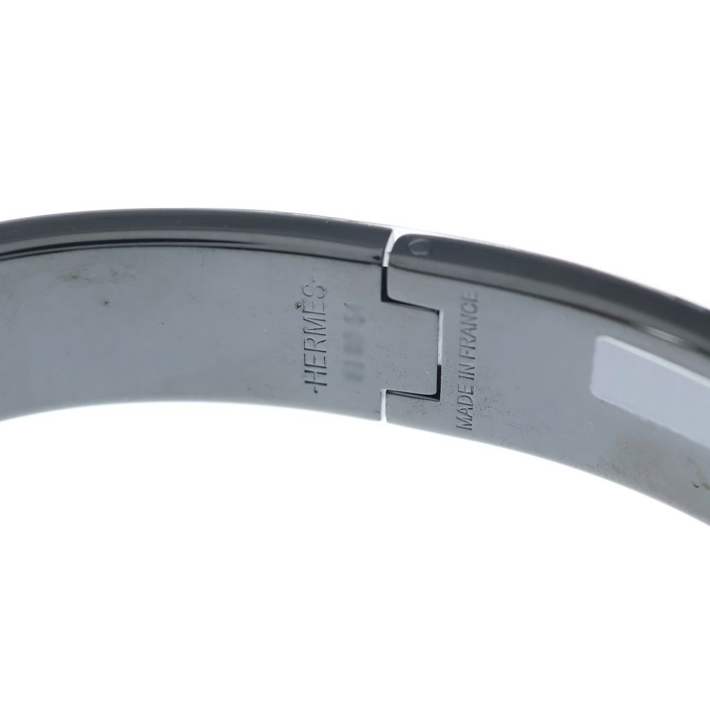 Hermes Click Logo Enamel Bangle Bracelet Black — view 5