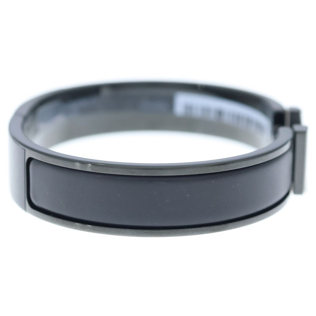 Hermes Click Logo Enamel Bangle Bracelet Black — view 3