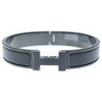 Hermes Click Logo Enamel Bangle Bracelet Black — view 4