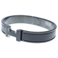 Hermes Click Logo Enamel Bangle Bracelet Black