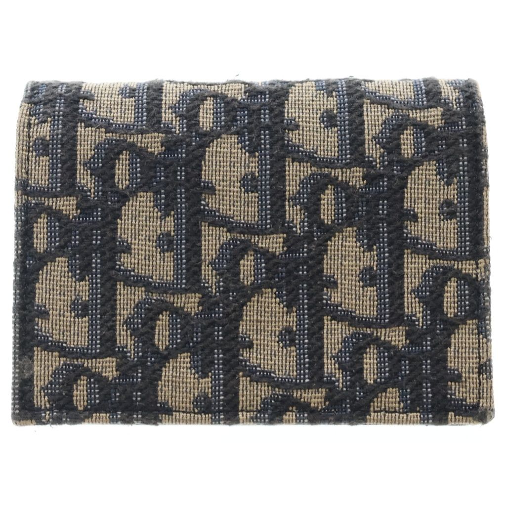 Dior Oblique Card Case Business Holder Canvas Leather Navy — view 2