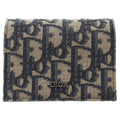 Dior Oblique Card Case Business Holder Canvas Leather Navy