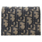 Dior Oblique Card Case Business Holder Canvas Leather Navy