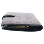 Chanel CC Logo Caviar Leather Kiss Lock Bifold Wallet Black — view 3