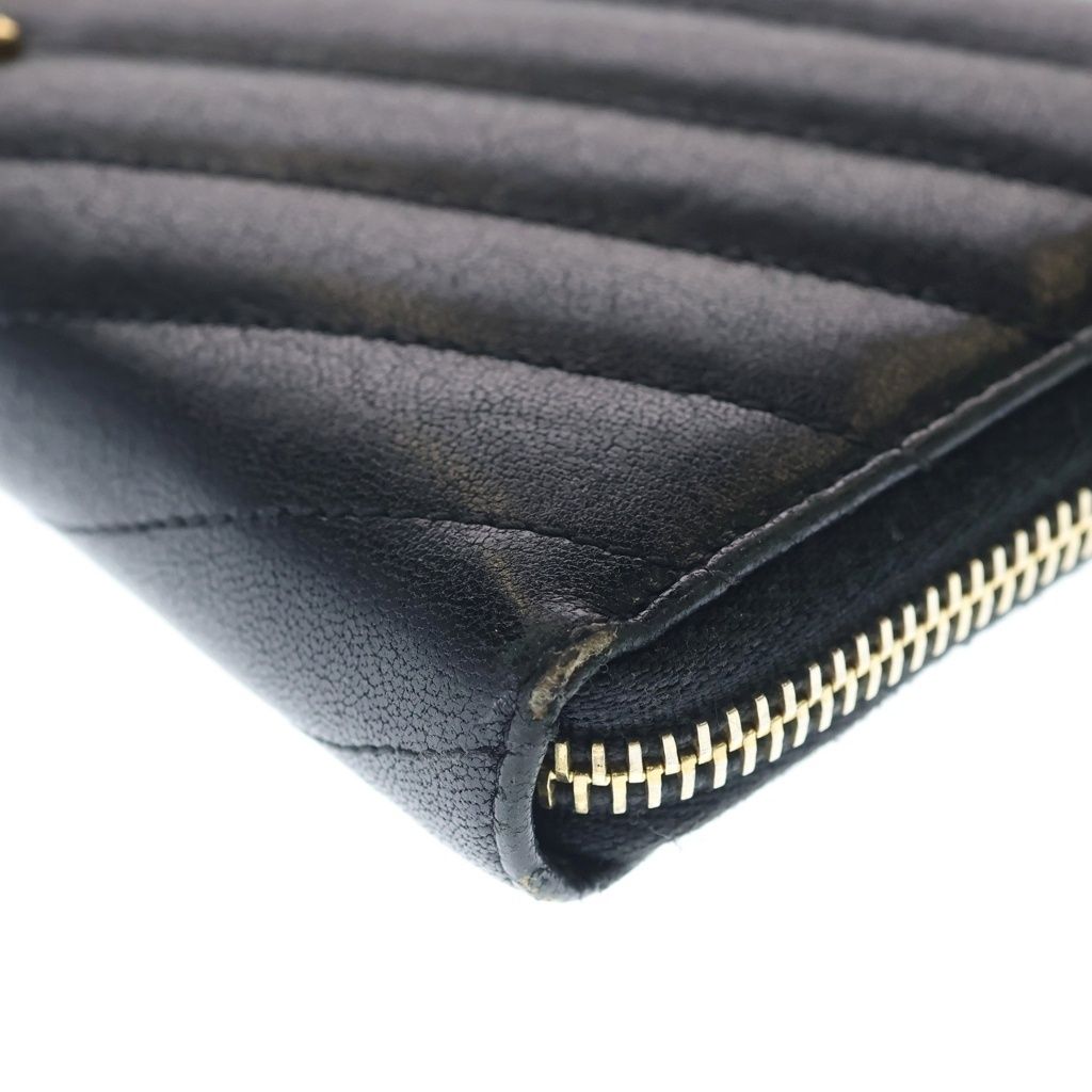 Saint Laurent Stitch Zip Around Gold Wallet Black — view 5