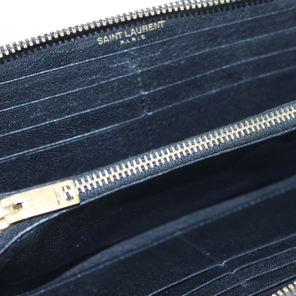 Saint Laurent Stitch Zip Around Gold Wallet Black — view 4