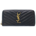 Saint Laurent Stitch Zip Around Gold Wallet Black