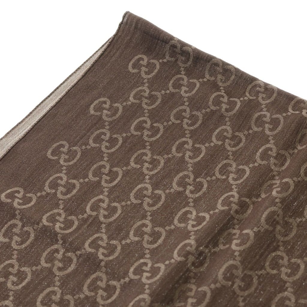 Gucci GG Logo Jacquard Silk Blend Wool Shawl Scarf Beige — view 4